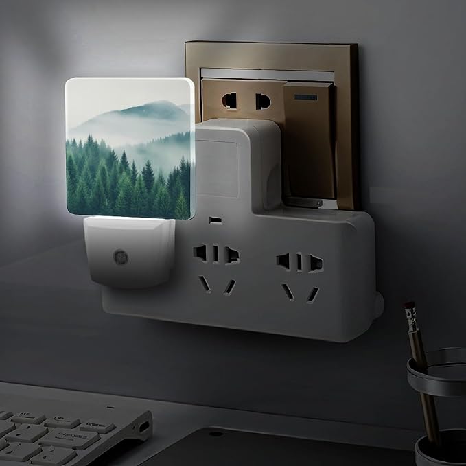 Mountain Forest Night Light, Plug into Wall Decor Nightlights for Bedroom, Bathroom, Hallway, Kitchen, with Dusk to Dawn Light Auto Sensors LED Night Lights for Boys Girls Women Men Room Gifts - Bloomnest