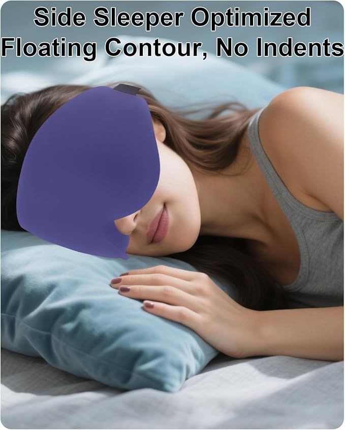 Sleep Mask for Women Men, Machine Washable, Pressure-Free Temple and Nose Space, 3D Ventilated Contour (Blue) - Bloomnest
