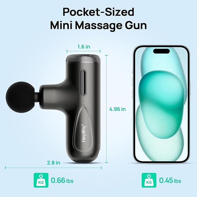 Super Mini Massage Gun Deep Tissue, Massager Gun with 4-10mm Amplitude & 4 Heads, Portable Handheld Massager Quiet for Home/Gym/Office/Travel, Muscle Massager Gift for Men & Women, Athletes-Dark Gray - Bloomnest