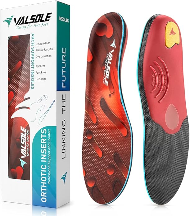 VALSOLE Heavy Duty Support Pain Relief Orthotics - 220+ lbs Plantar Fasciitis High Arch Support Insoles for Men Women, Flat Feet Orthotic Insert, Work Boot Shoe Insole, Absorb Shock with Every Step - Bloomnest