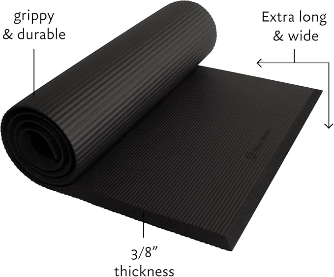 Hugger Mugger Ultimate Cushion Yoga mat - Black - Ultimate thick, grippy, soft yoga mat, extra long and wide, and extra cushion - Bloomnest