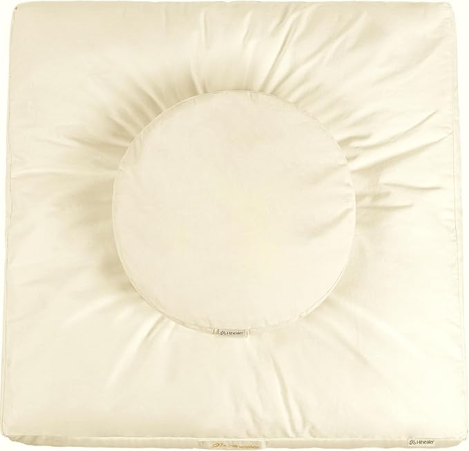 Hihealer Meditation Cushion Set Large Velvet Floor Pillow & Traditional Tibetan Yoga Bolster for Adults Zafu Meditation Mat with Buckwheat Filling (Cream) - Bloomnest