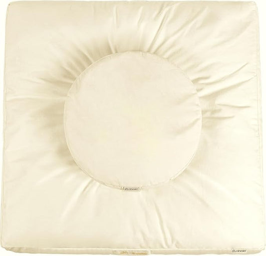 Hihealer Meditation Cushion Set Large Velvet Floor Pillow & Traditional Tibetan Yoga Bolster for Adults Zafu Meditation Mat with Buckwheat Filling (Cream) - Bloomnest