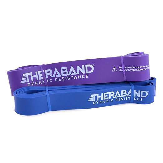 THERABAND High Resistance Bands, Set of 2 Elastic Super Bands for Improving Flexibility, Injury Rehab, & Full Body Workouts, Stretch Bands for Lifting, 1 Light & 1 Medium Band, Multi - Bloomnest