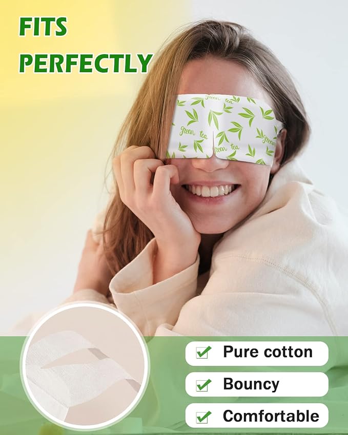16 Packs Steam Eye Masks for Dry Eyes, Green Tea Warm Eye Mask, Relief Eye Fatigue & Puffy Eyes, Moist Heating Compress for Eyes, Self Heated Eye Mask, Disposable Travel Essentials & Relaxation Sets - Bloomnest