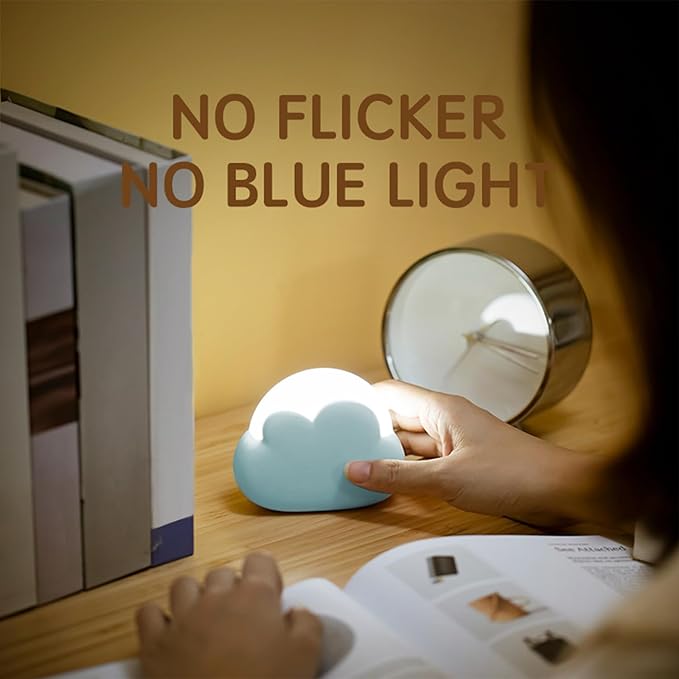 Portable LED Night Light, Cute Cloud Mini Desk Lamp with 4 Working Modes, Rechargeable Kids Night Light for Camping, Bedside Lamp for Bedroom Nightlights [with Wrist Strap] [with USB Cable] - Bloomnest