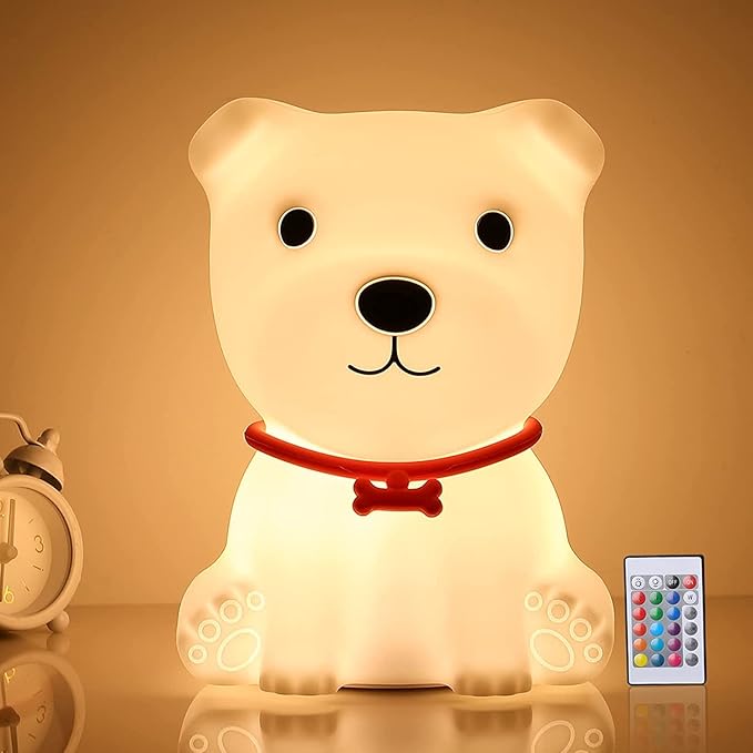 Tremdwoto Dog Night Light for Kids,Cute Colorful Night Light with Remote Baby Girl Squishy Night Lights Lamp Puppy Light Dimmable Nursery Lamp Nightlight Gift for Boys and Girls Kawaii Bedroom Decor - Bloomnest