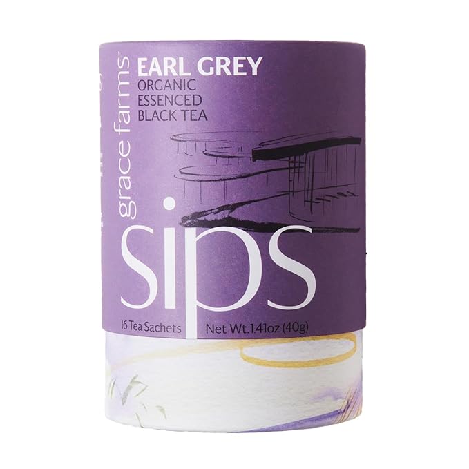Grace Farms Organic Earl Grey Black Tea, 16 Pyramid Sachets | Bergamot Oil | Fairtrade & Kosher |Gives Back 100% of Profits - Bloomnest