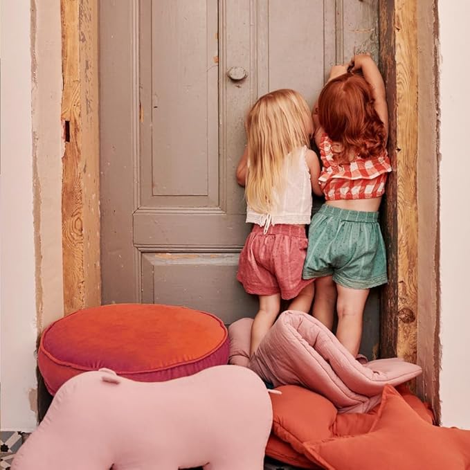 Round Floor Pillow Cover Velvet Throw Seating Pouf Yoga Meditation Cushion Plush Case Reading Room Decor Cover Only (25.6IN, Brick Red)