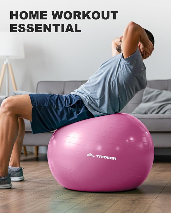 Trideer Exercise Ball for Yoga, Pilates & Fitness – Stability Ball Equipment for Home Gym & Office Chair, Core & Balance Training Accessories, Physical Therapy Equipment, Quick Pump Included, 5 Sizes - Bloomnest