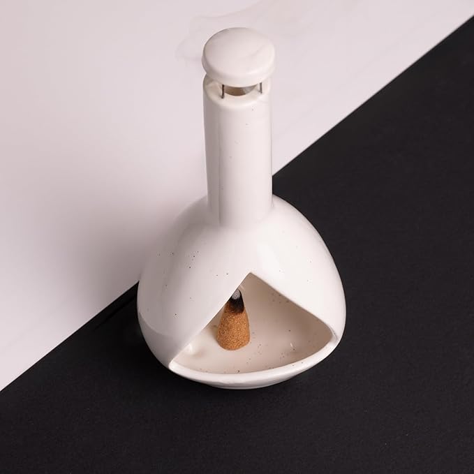 Handmade Mini Chiminea Palo Santo Holder - Ceramic Incense Burner for Cone & Stick, Ideal for Meditation, Energy Cleansing, Aromatherapy and Ideal Gift for Home Decor - Bloomnest
