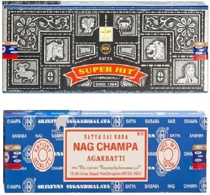 Satya Nag Champa and Superhit 100 gram Incense Sticks for Positivity, Meditation, Relaxation, Yoga, Healing Giftbrit
