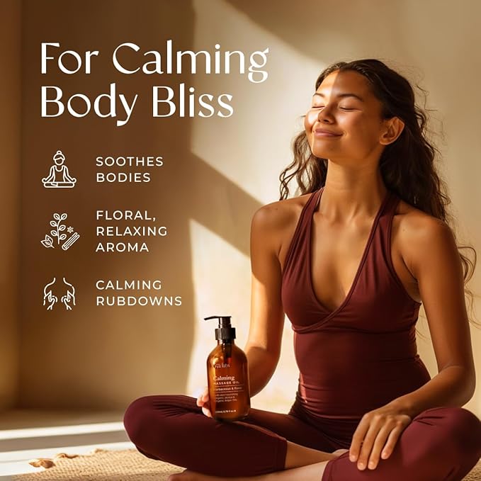 Gya Labs Calming Massage Oil - 6.76 Fl Oz - Non-Greasy Formula for Sore Muscles, Deep Relaxation & All Skin Types - Suitable for Men & Women - Bloomnest