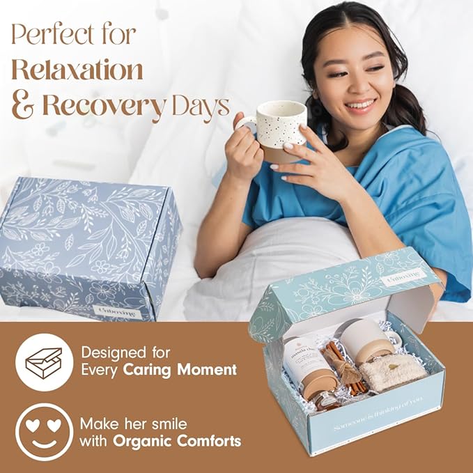 Unboxme Birthday Gift Basket for Women - Soothing Self Care Box with Fluffy Socks, Ceramic Mug, Chai Tea, Honey & Cinnamon for Mom, Sister, Friends and Coworkers - Bloomnest