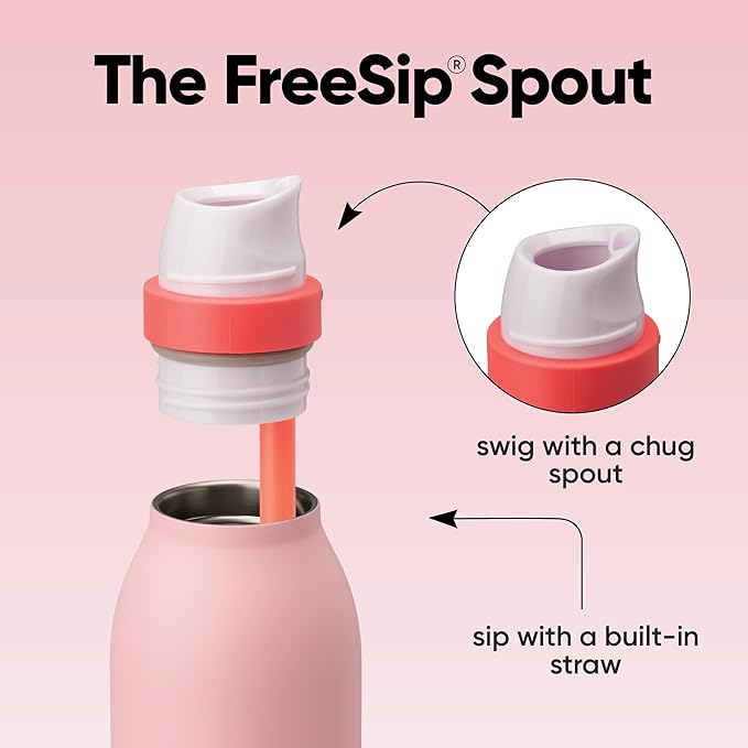 Owala FreeSip Twist Insulated Stainless Steel Water Bottle with Straw for Sports and Travel, BPA-Free, 24-oz, Angel Food Cake Owala
