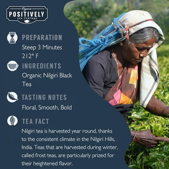 Organic Positively Tea Company, Nilgiri FBOP Black Tea, Loose Leaf, 4 Ounce - Bloomnest