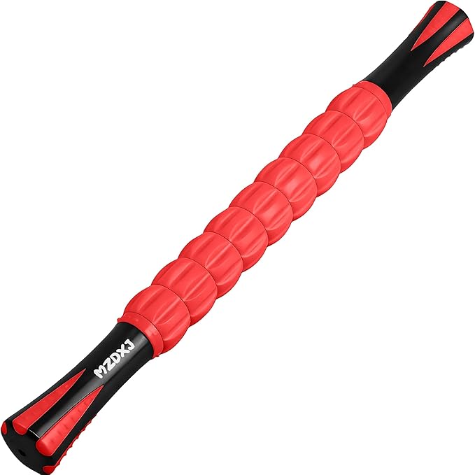 Muscle Roller & Massage Roller Stick for Athletes - Lymphatic Drainage Support, Relieves Muscle Soreness, Cramping & Tightness - Targets Legs, Arms, Back & Calves （Red - 18inch） - Bloomnest