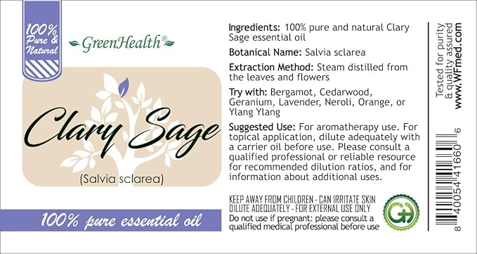 GreenHealth - 5 ml Clary Sage Essential Oil - 100% Pure