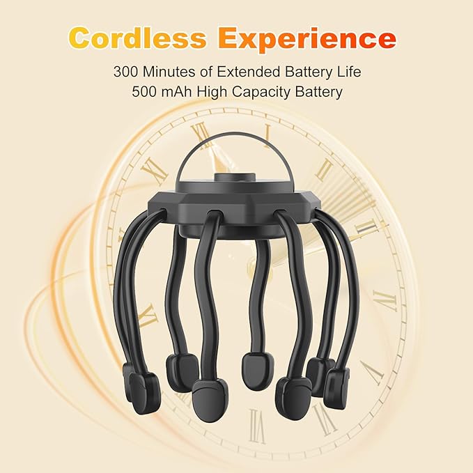 Electric Scalp Massager, Head Massager Scalp Stress Relax, Kneading Hair Massage with 3 Modes, 360 Degree Hair Massager, Cordless Portable Head Scratcher for Stress Relax ONIYEA