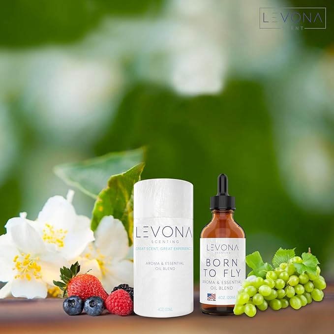 Levona Scent Essential Oils - Scents for Home, Hotel & Office Use - Perfect for Home Diffuser & Humidifiers - Aroma Fragrance Oil, Ideal for Massage, Relaxation, and Spa - Born to Fly, 120ml LEVONASCENT