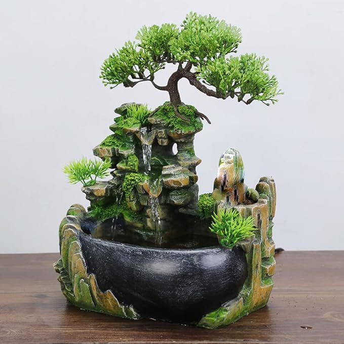 Rockery Water Fountain Desktop, Indoor Water Fountains, Zen Meditation Indoor Waterfall, Desktop Fountain for Home Office Bedroom Decoration - Bloomnest