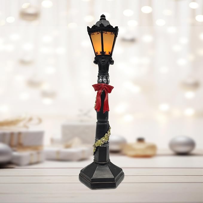 Christmas Lighthouse with Red Bow - LED Light Up Lantern Statue - Battery Powered Nautical Holiday Decor for Mantel, Coastal Christmas Village, Gift - Bloomnest