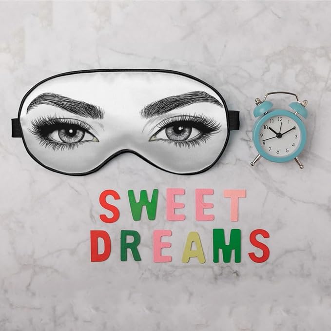 Sexy Eyes Sleep Eye Mask Woman Eyelashes Eyebrows Beautiful Silk Eye Mask Sleeping Soft Eye Shade Cover for Men Women Boy Girl Airplane Travel with Elastic Strap - Bloomnest
