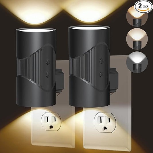 easuntec Night Lights Plug into Wall, Plug in Night Light, Night Light, Dusk to Dawn Light Sensor, 3 Light Modes, Dimmable Night Lights for Bedroom Bathroom Hallway Kitchen Stairs (Black, 2 Pack) - Bloomnest