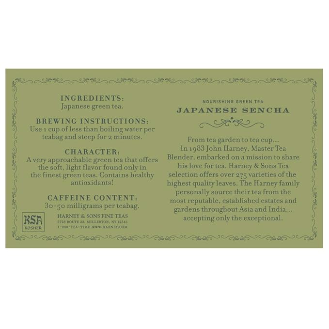 Harney & Sons Japanese Sencha Green Tea, 50 Tea Bags - Bloomnest