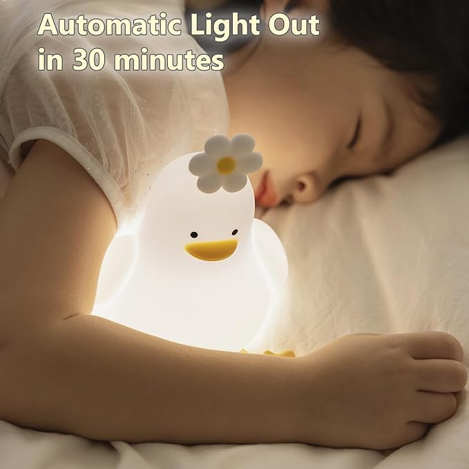Cute Cartoon Nursery Night Lights, Animal Design Safe Silicone Soft LED Nursery Lamp for Toddler Room Decoration (Flower Duck) - Bloomnest