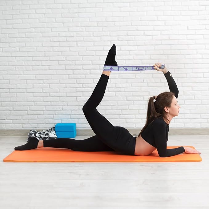 Aozora Stretch Bands for Exercise, Elastic Yoga Stretching Strap, Flex Strap 10 Loops for Physical Therapy, Pilates, Yoga, Dance & Gymnastics Exercise and Flexible Pilates Stretch Band - Bloomnest