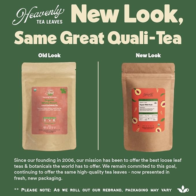 Heavenly Tea Leaves Organic Lemon Ginger, Loose Leaf Herbal Tea, 4 oz. (Approx. 50 Cups of Tea) - Naturally Caffeine Free, Perfect Hot or Iced! - Bloomnest
