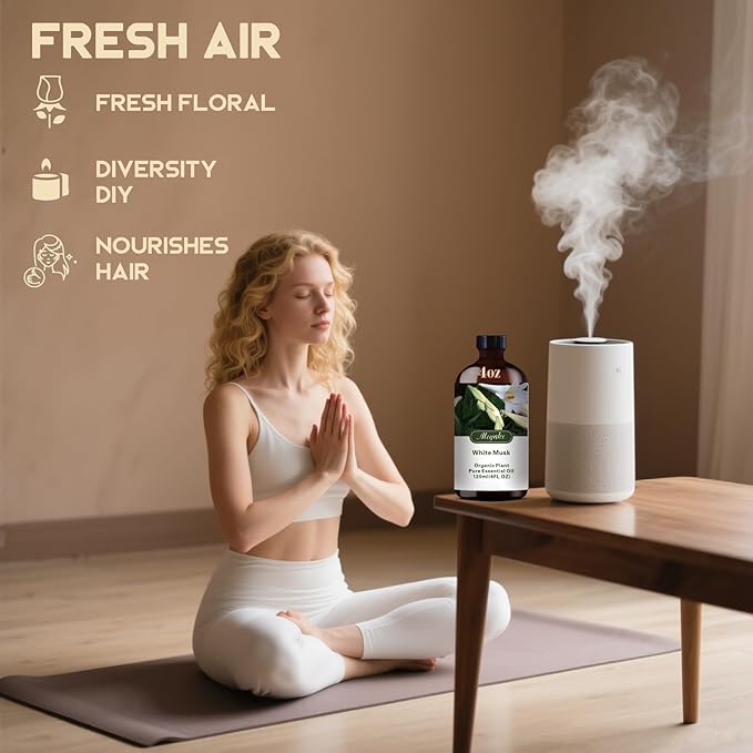 White Musk Fragrance Oil-White Musk Essential Oil 4.33oz (130ml)-100% Pure Natural Scent for Diffusers, Candles, Soap Making & Aromatherapy-Relaxing Home & Gift Essential Oil for Bath, Massage - Bloomnest
