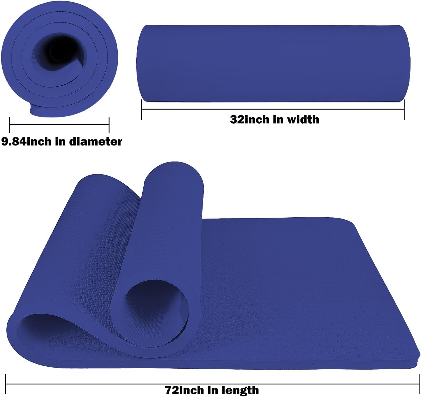 Hatha Yoga 4/5 inch TPE Yoga Mat Fitness & Exercise Mats Large Size 72"L x 32"W Non-Slip Anti-Tear For Women Men