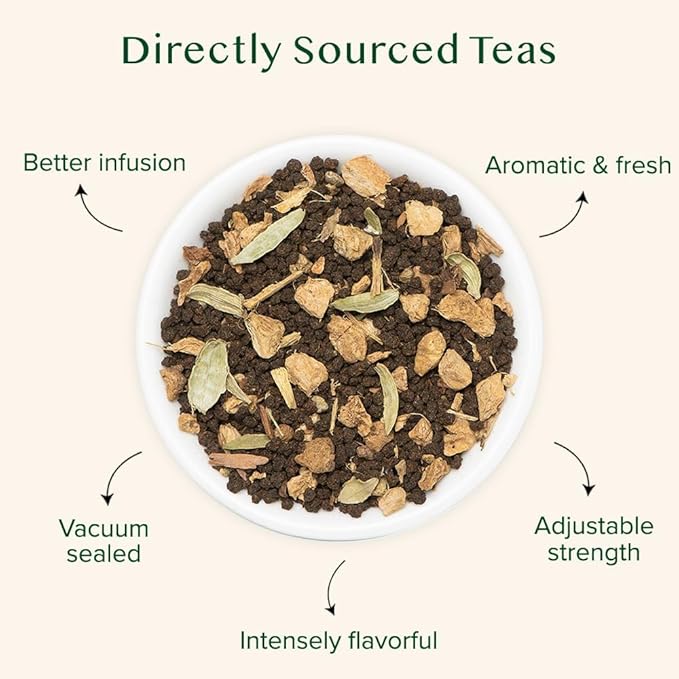 VAHDAM, Ginger Masala Chai Tea (50+ Cups,3.53oz) Authentic Indian Ginger Tea | Spiced Chai Tea Loose Leaf | Brew Hot, Iced Or Chai Latte | Vacuum Sealed Pack - Bloomnest
