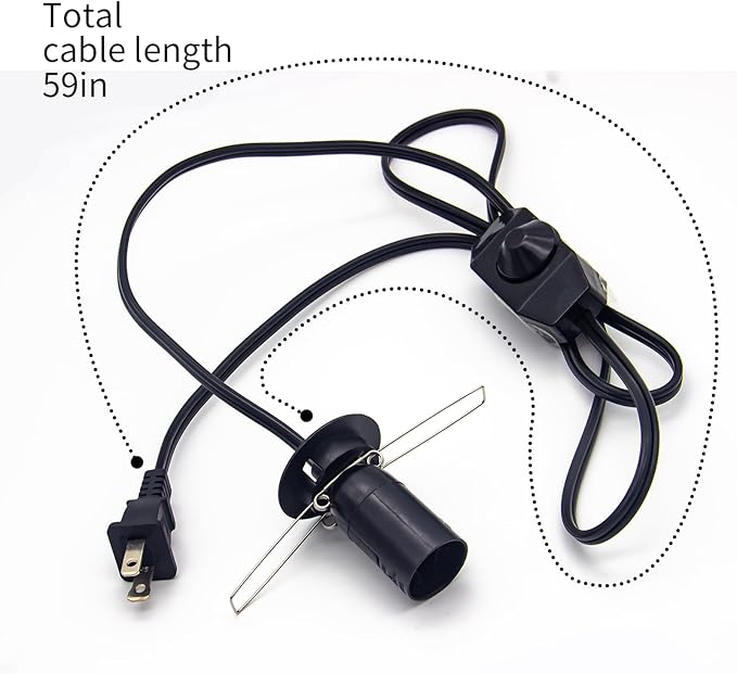 Salt Lamp Cord with 6 Pcs 15W Bulbs 5 Feet Long Replacement for Himalayan Salt Lamp Salt Rock Lamp String Light with Dimmable Switch and Butterfly Clip Power Cord
