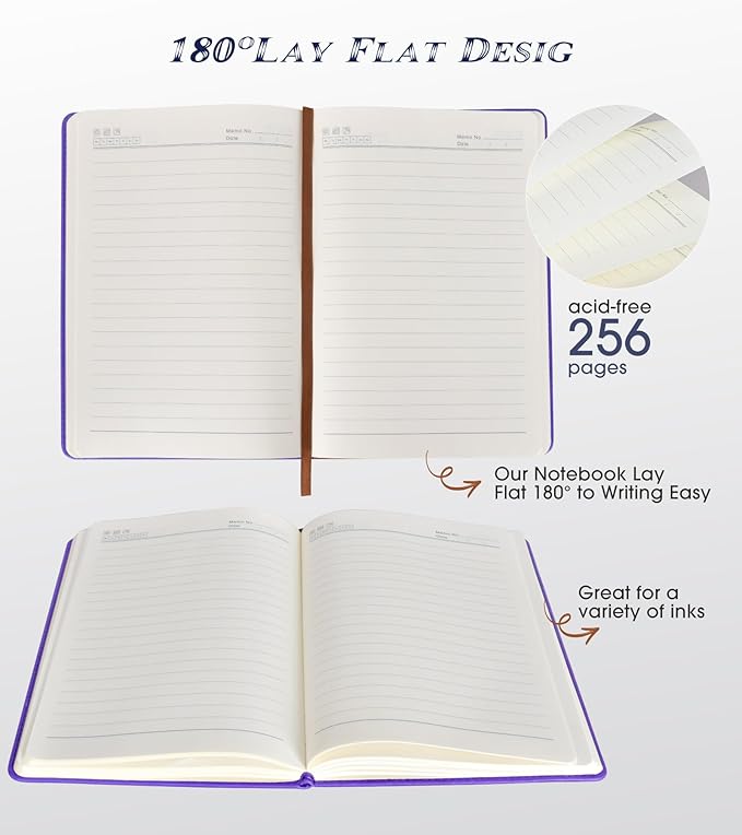 Lined Journal Notebook for Women Men,256 Pages A5 Hardcover Leather Journals for Writing,Travel,Business,Work & School,College Ruled Notebooks for Note Taking,Diary Notepad 5.7"×8.3" purple - Bloomnest