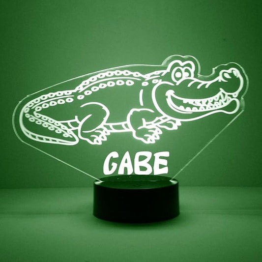 MMS Alligator LED Night Light Lamp, Personalized with Your Name or Text, Remote Control with 16 Colors, 4 Light Modes, Customized Gift LED Lamp Sign Display Lights Up, USB Cord or Battery - Bloomnest