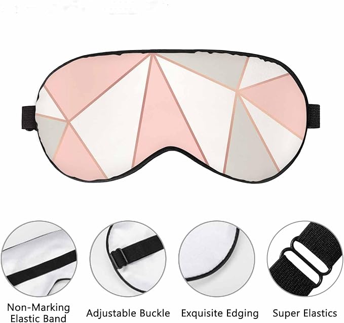 Polygonal Sleep Eye Mask Rose Gold Frames Men Women Sleep Mask with Adjustable Strap Eye Cover Eye Shade for Travel, Nap,Meditation - Bloomnest