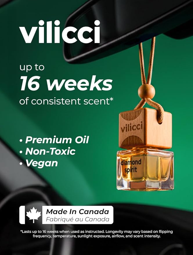Vilicci Diamond Spirit Car Air Freshener – Spicy Clean Car Fragrance & Odor Eliminator | Long-Lasting Car Diffuser | Vegan & Cruelty-Free Fragrance Oils | Premium Auto Perfume | Lasts up to 120 Days - Bloomnest