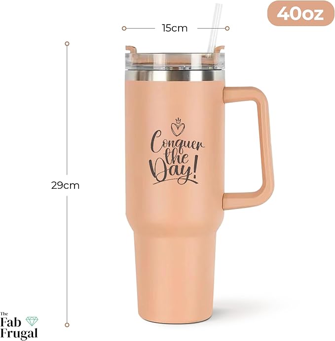 Premium 40 oz Tumbler with Handle - Inspirational Design, Includes Convenient Carry Bag, Ideal for Outdoor Activities and Daily Use, Durable and Stylish - Bloomnest