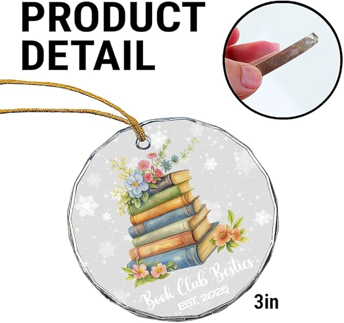 Book Glass Ornament – Handcrafted Hanging Decoration, Elegant Keepsake with Unique Book Design, for Home, Holiday Tree, or Special Occasion - Bloomnest