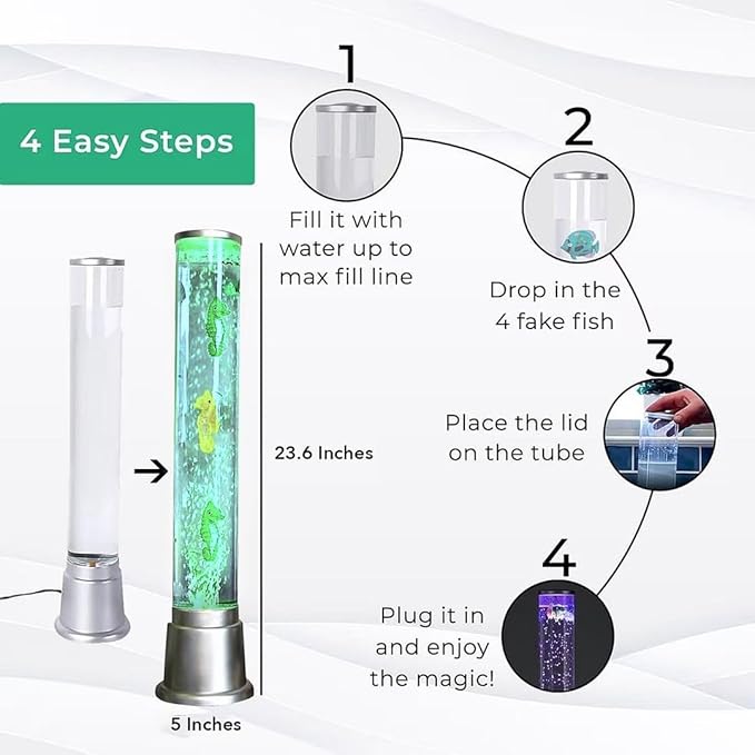 Shop LC Seahorse Bubble Lights Lamp with 6LED Automatic Color Changing Night Light with Moving Fake Fish Tank Tower Sensory Tubes Fish Lamp for Home Decorations Christmas Gifts 1.9FT - Bloomnest