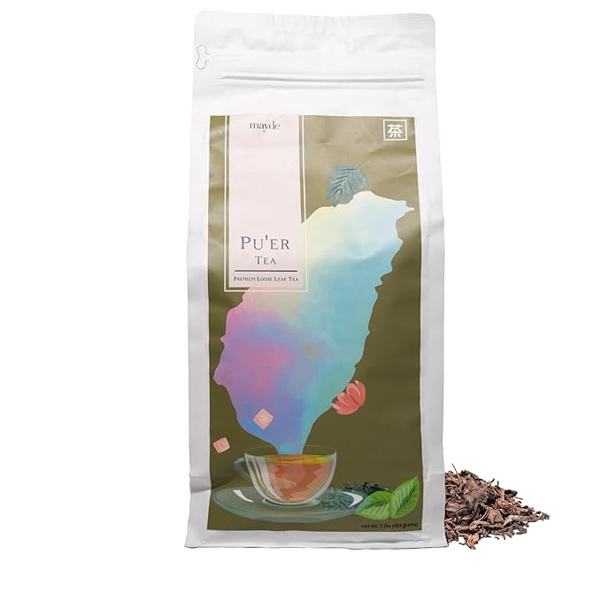 Mayde Pu-erh Loose Leaf Tea - Premium Aged Taiwanese Tea, 1 lb (16 oz) - Bloomnest