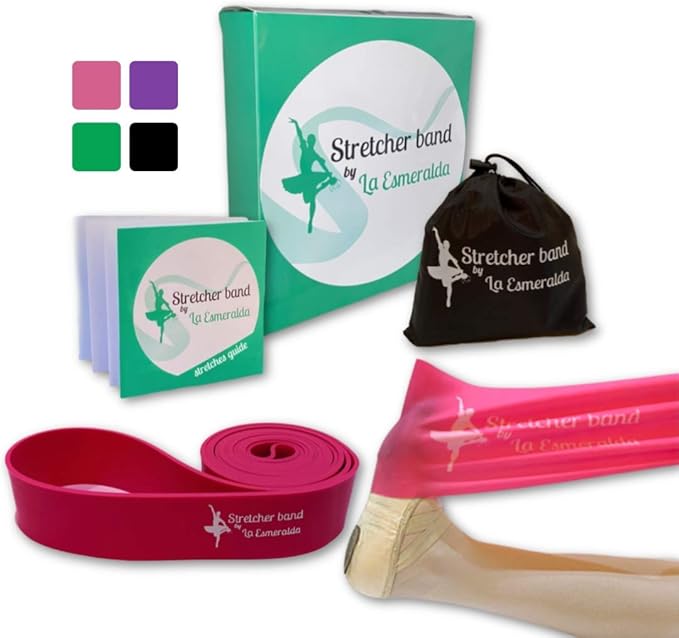 La Esmeralda Stretch Bands Set of 2 for Ballet, Dancers, Gymnastics .Resistance Bands to Improve Flexibility, Splitting and Strenght. 3 Colors, Gift Box, Instruction Booklet, Carry Bag Including. - Bloomnest
