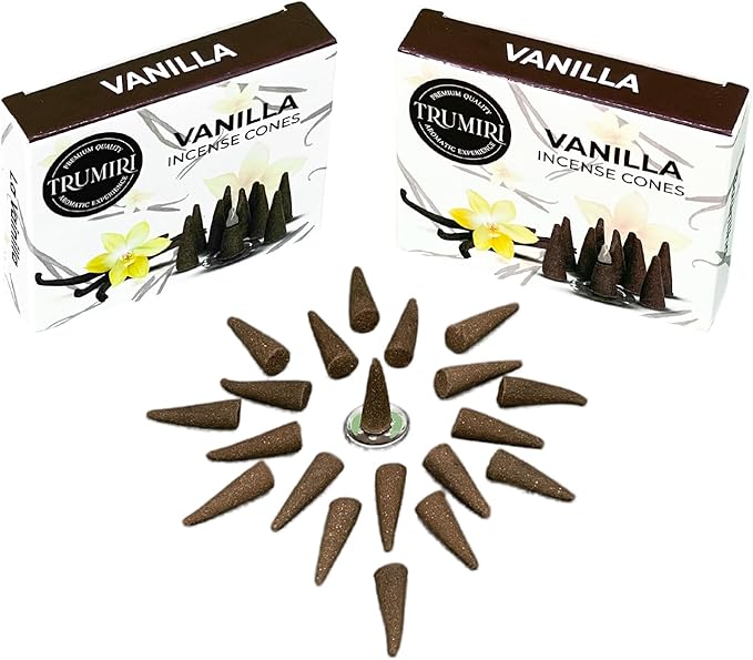 TRUMIRI Vanilla Incense Cones - Total 20 Cone Incense - Dual Pack of 10 Insence Cones - Incense Cones Scented - Cone Incense Scents - Insense Cones - Incent Cone TRUMIRI