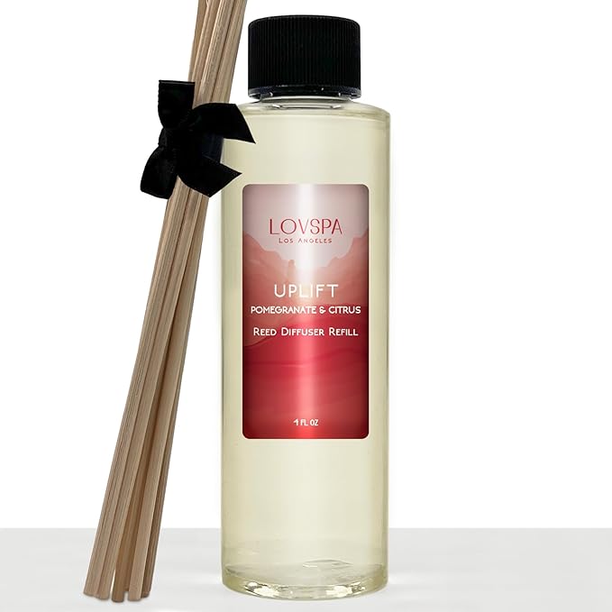 LOVSPA Uplift Pomegranate Citrus Diffuser Oil - Luxury Essential Oils for Diffuser Refill & Air Freshener Room Spray - Long-Lasting & Natural Home Fragrance, Scented Oil for Diffusers, USA Made, 4oz - Bloomnest