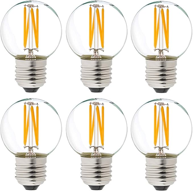 LiteHistory Dimmable g16.5 led Bulb 40W g16 1/2 led Edison Bulb 2700K 4W e26 Globe Light Bulbs for Ceiling Fan,Chandelier,Vanity Light Bulb AC120V 400lm 6Pack - Bloomnest