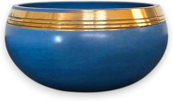 4” Tibetan Singing Bowl Set – Includes Handmade Cushion, Wooden Mallet & Hand-Stitched Case – Chakra Healing, Meditation Sound Bowl – Made in Nepal (Blue) - Bloomnest