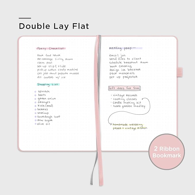 &And Per Se Dotted Journal Notebook for Women&Men with Pattern, A5 Leather Hardcover, 160 Pages 100GSM Thick Dotted Paper, 3 Sheets of Stickers Included(Blush) - Bloomnest